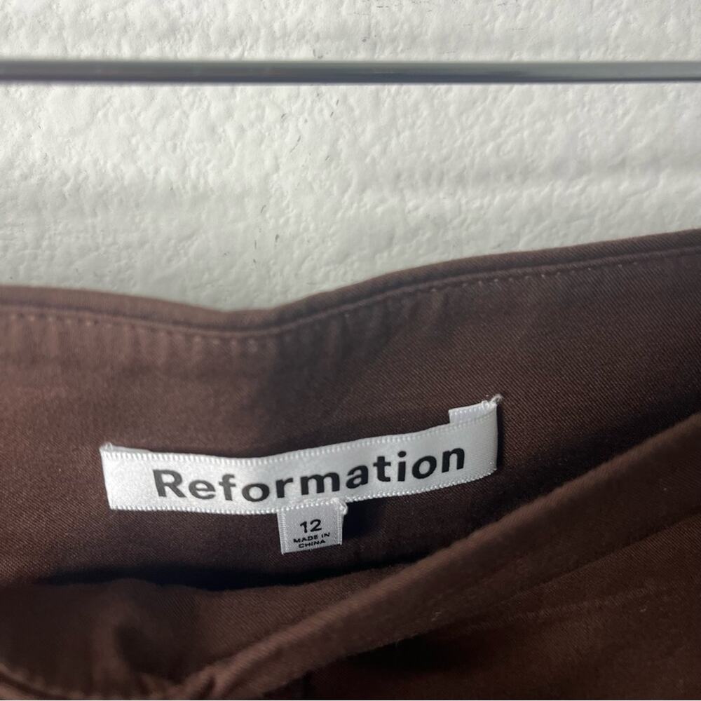 Reformation Brown Rox Button Front Wide Leg Trouser Pants Womens Size 12 - Picture 7 of 8
